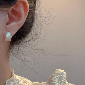 White Marbled - Earring