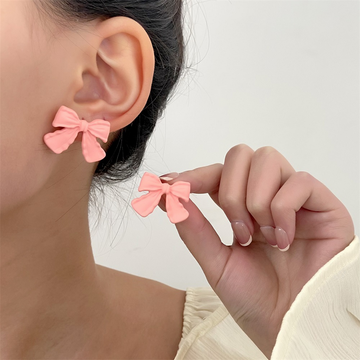 Pink Bow - Earring