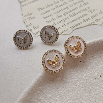 Butterfly Silver Round Diamonds - Earring