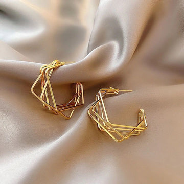 Geometric Hoop Gold - Earring