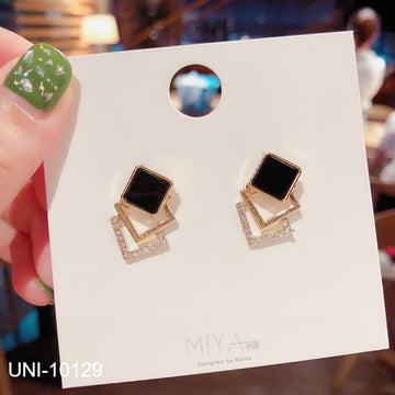 Classy Black Stone Gold Glam - Earring