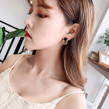 Classy Black Stone Gold Glam - Earring