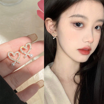 Fancy Pearl Heart Gold - Earring
