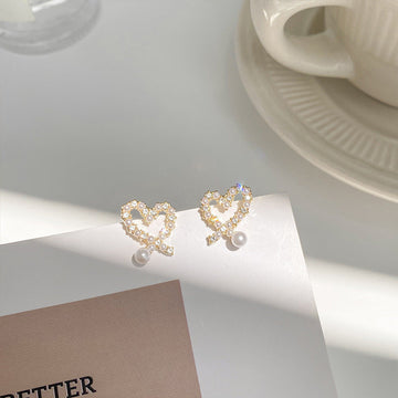 Fancy Pearl Heart Gold - Earring
