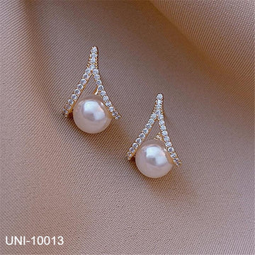 Trendy Pearl Diamonds Gold - Earring