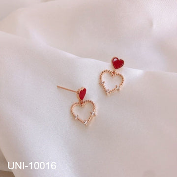 Red Heart Crystal Diamonds Gold - Earring