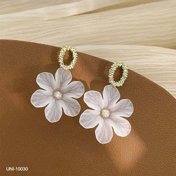 White Flower Gold - Earring