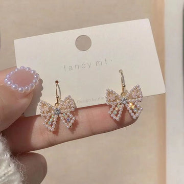Diamond Bow Pearl Gold - Earring