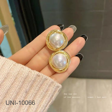 Round Pearl Gold - Earring