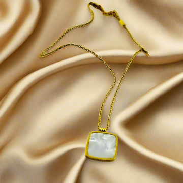 Classy White Square Gold - Necklace