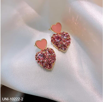 Pink Heart Diamond - Earring