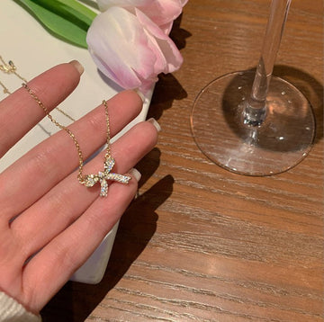 Bow Sparkle Gold - Necklace