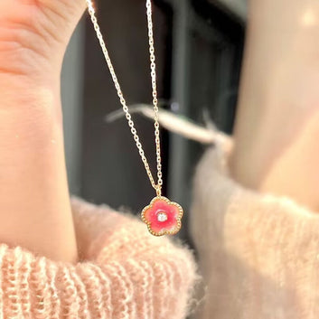 Pink Flower Gold - Necklace
