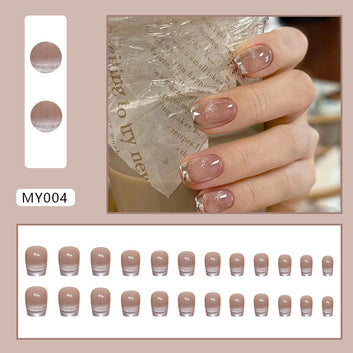 Silver Sparkle & Rouge Pink - Press On Nail Set Of 24 - Free 24 Pcs Sticker Sheet Included
