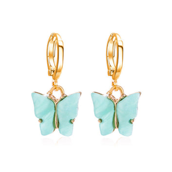 Blue Butterfly Gold - Earring