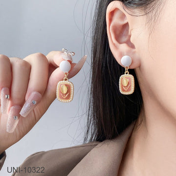 Pearl & Peach Flower - Earring