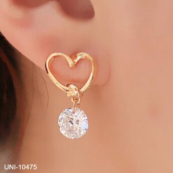 Gold Heart & Diamond - Earring
