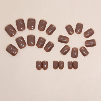 Cinnamon Brown - Press On Nail Set Of 24 - Free 24 Pcs Sticker Sheet Included