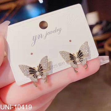 Black & White Sparkle Butterfly - Earring