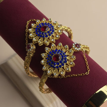 Luxury Diamonds Flower Gold - Bangle Set Of 2 Style 11
