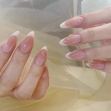 Crepe Pink - Press On Nail Set Of 24 - Free 24 Pcs Sticker Sheet Included