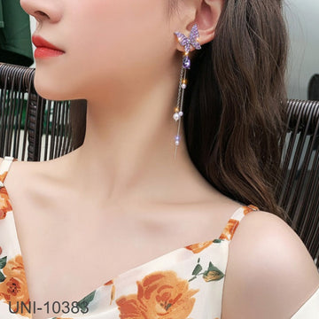 Purple Dangling Butterfly - Earring