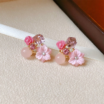 Pink Flowers - Earring