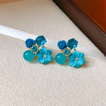 Blue Flowers - Earring