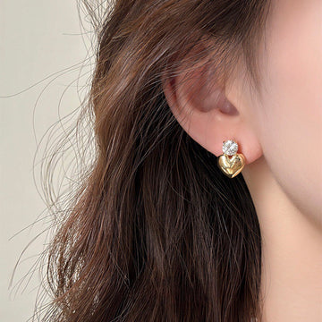 Gold Heart Diamond - Earring