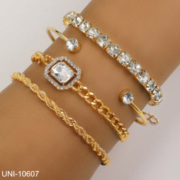 Classy Diamond & Gold Chain - Bracelet Set of 4