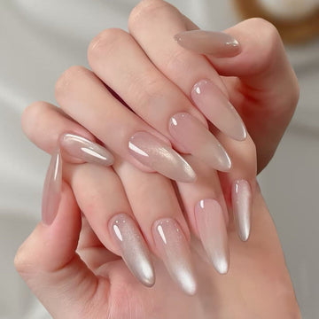 Shiny Pink Long - Press On Nail Set Of 24 - Free 24 Pcs Sticker Sheet Included