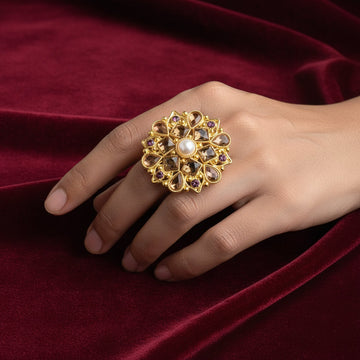 Luxury Gold Rose Flower Diamonds - Ring Style 1