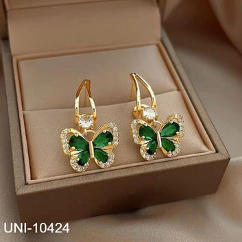 Crystal Green Butterfly Gold - Earring