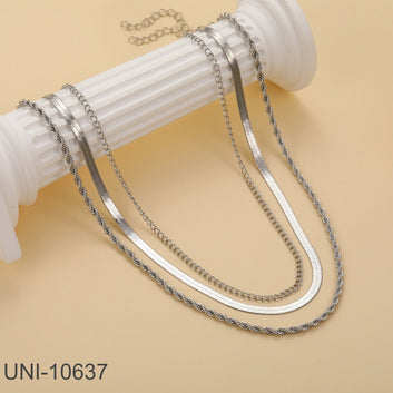 Silver Layered - Necklace Set Of 3