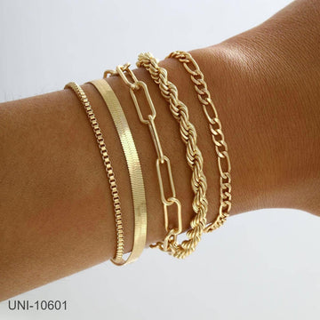 Gold Chain - Bracelet Set of 5