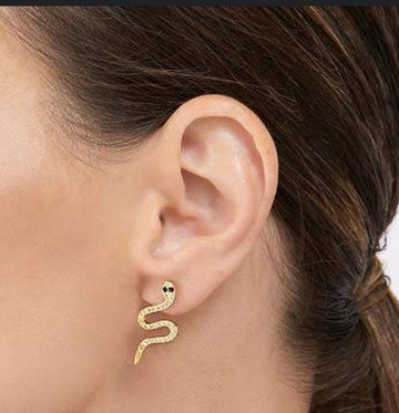 Diamonds Gold Snake - Earring