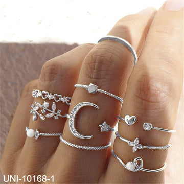 Sparkle Moon Diamond Ring Set Of 10 - Style 2