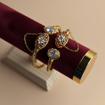White & Red Diamonds Gold - Bangle Set Of 2