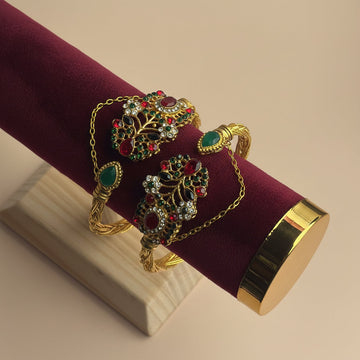 Multi Diamonds Gold - Bangle Set Of 2