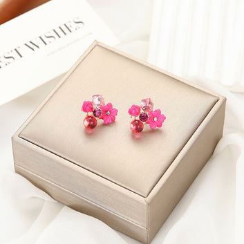 Hot Pink Flowers - Earring