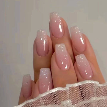 Pink Shade - Press On Nail Set Of 24 - Free 24 Pcs Sticker Sheet Included