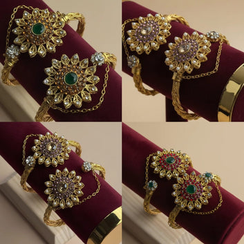 Luxury Flower Diamonds Gold - Bangle Set Of 2