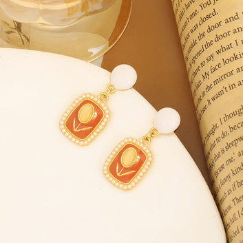 Pearl & Peach Flower - Earring