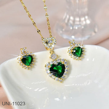 Green Diamond Heart - Jewelry Set