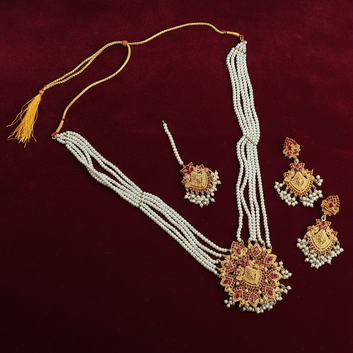 White Pearls & Luxury Mala - Jewelry Set Style 4