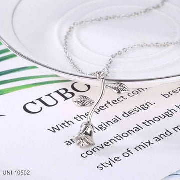 Silver Rose Flower - Necklace