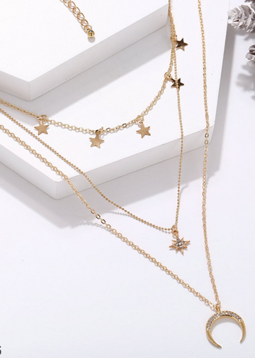 3 Layered Mon & Star - Necklace Set