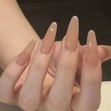 Shiny Peachy - Press On Nail Set Of 24 - Free 24 Pcs Sticker Sheet Included