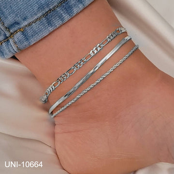 Silver Layer - Anklet Set of 3 - Style 1