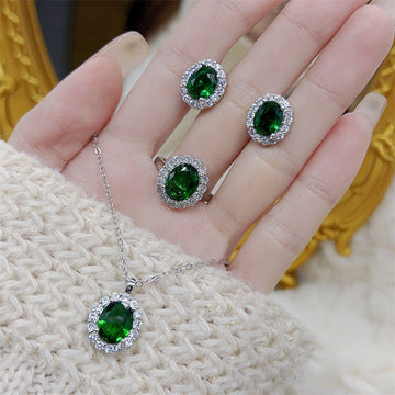 Green Diamond Silver - Jewelry Set